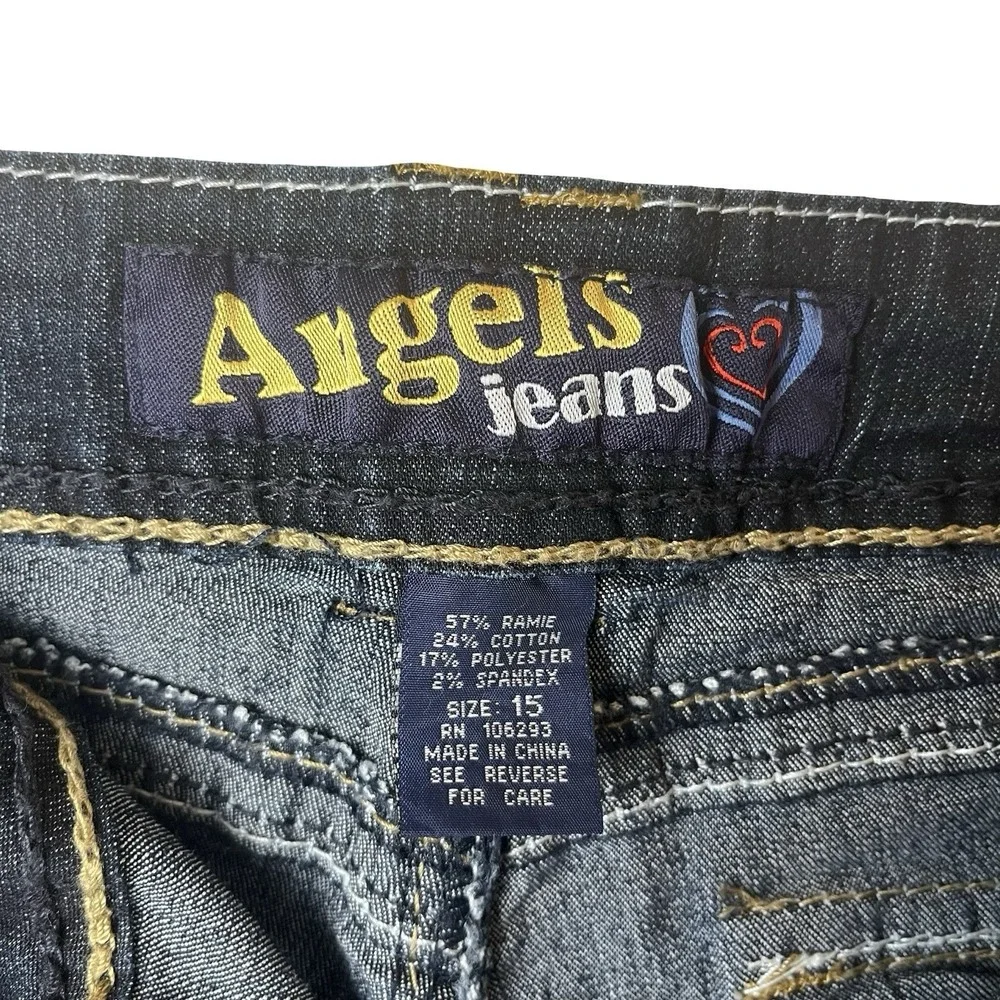 Y2K Angels Low Rise Bootcut Jeans Flap Pocket Size 15 Dark Wash‎